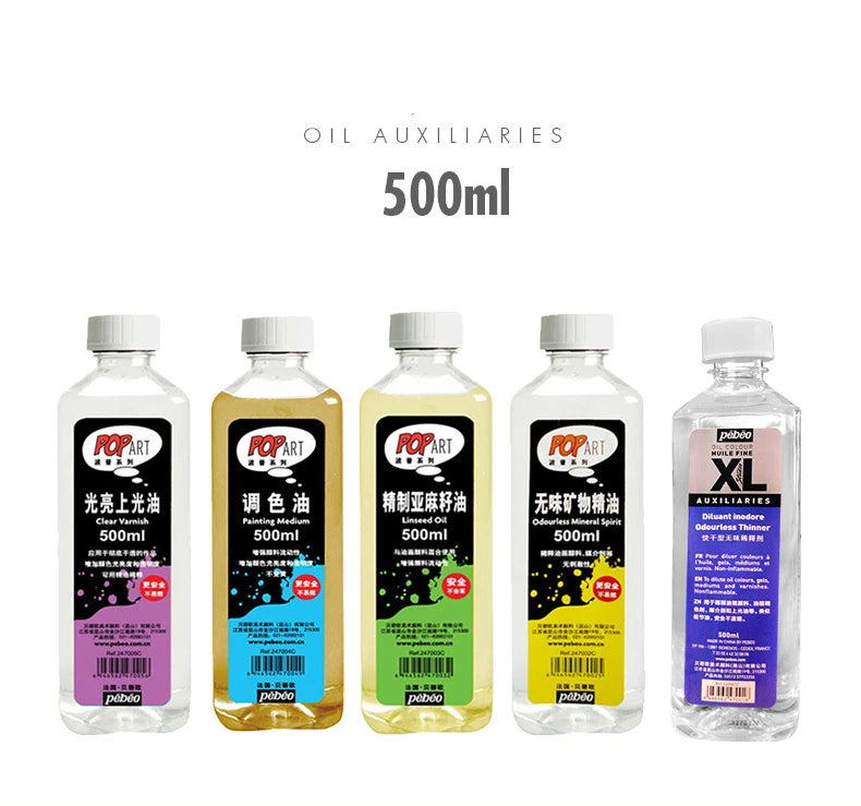 Pebeo para óleo de 500ml, aceite de linaza tonificante, secado rápido, pigmento sin olor.