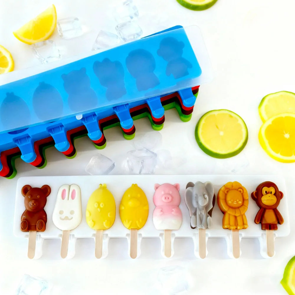 Molde de silicona para helados de 8 cavidades con diseños, para hacer helados caseros