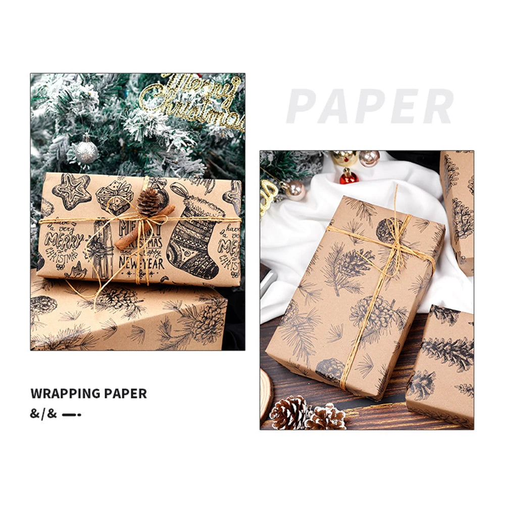 Rollo de papel de regalo, diseño de bayas de piña decoración navideña, 300*43 cm