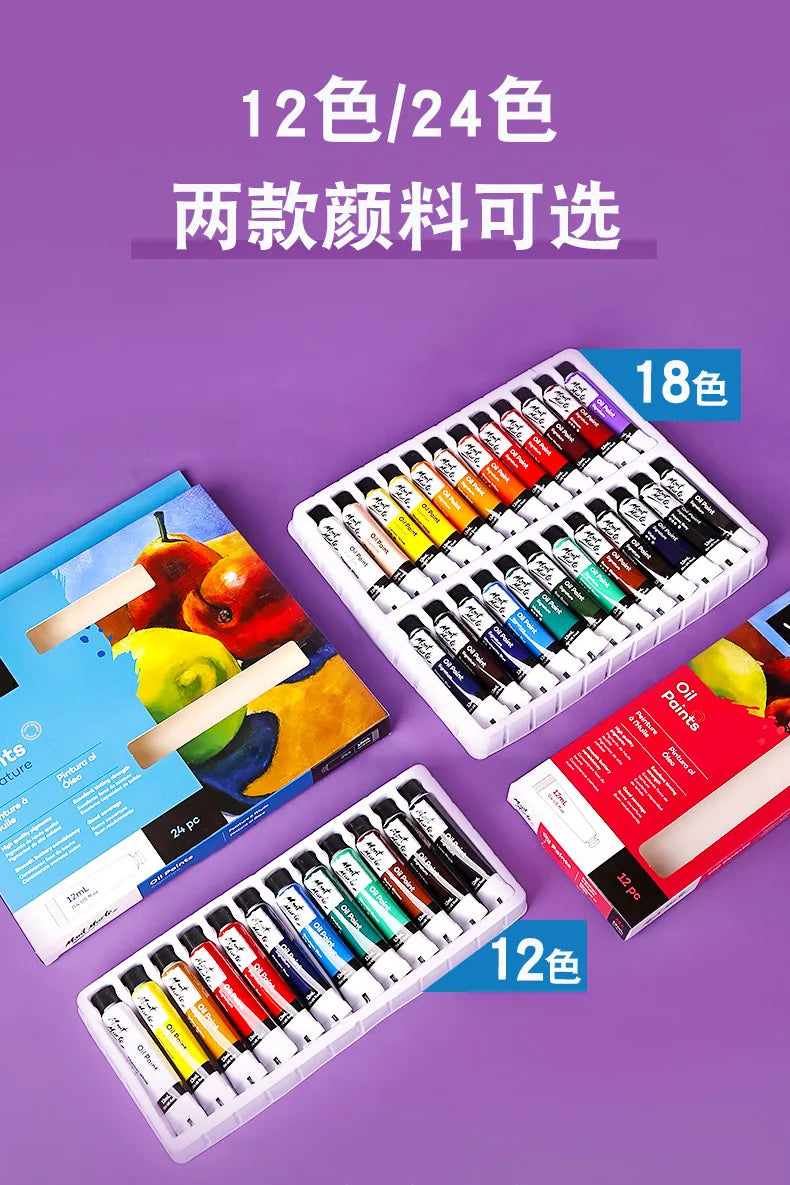 Tubos de pinturas al óleo profesionales para artistas, 12/24 colores, 12 ML. Mont Marte