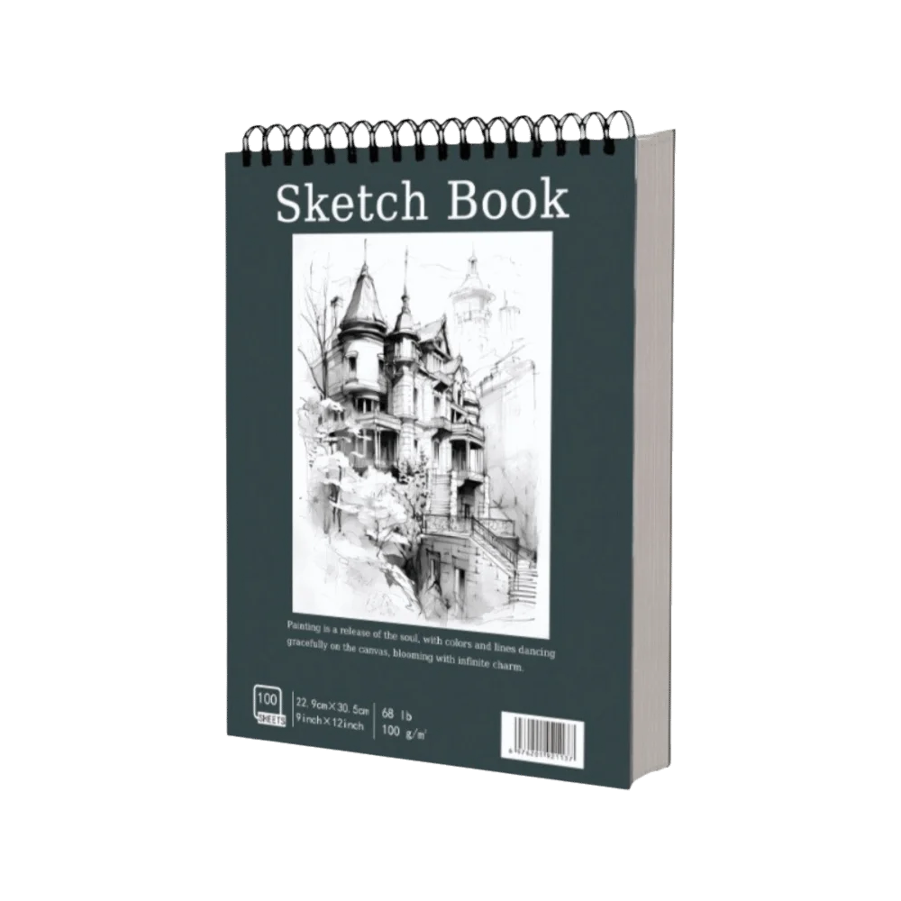 Cuaderno de bocetos en espiral de 100 hojas, portátil, con páginas perforadas, papel sin ácido