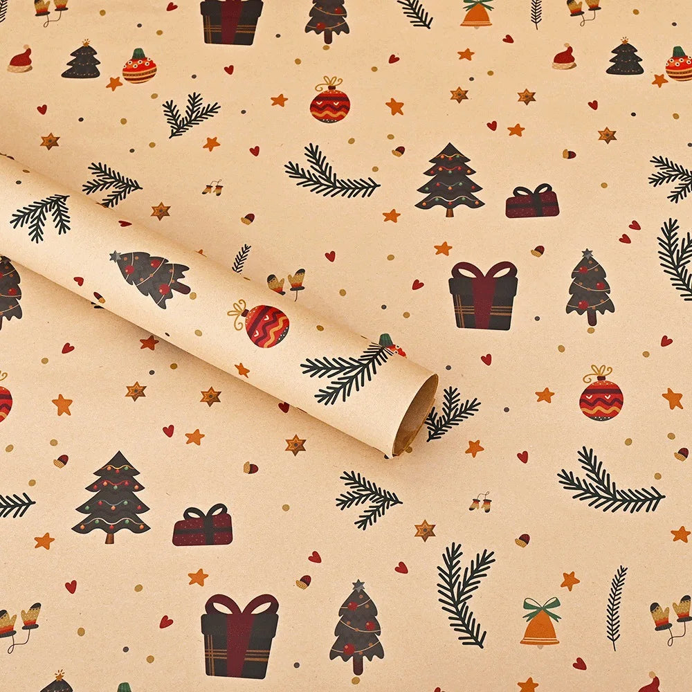 10 Uds., de papel de regalo navideño-74*50cm