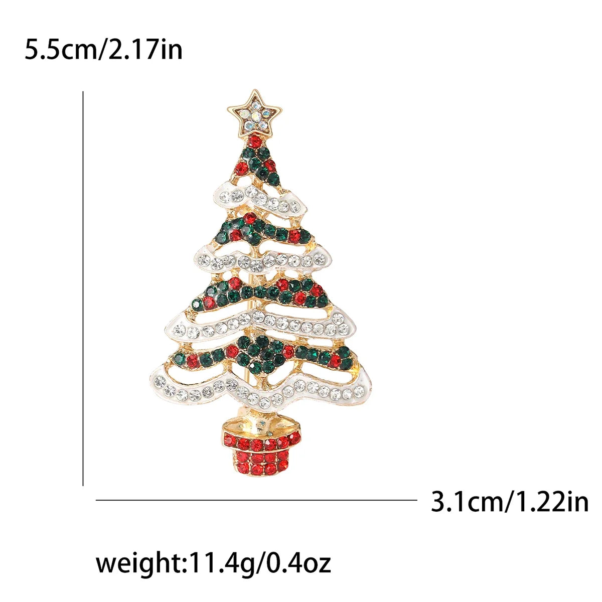 Broches en forma de árbol de Navidad con diamantes de imitación, accesorios de joyería