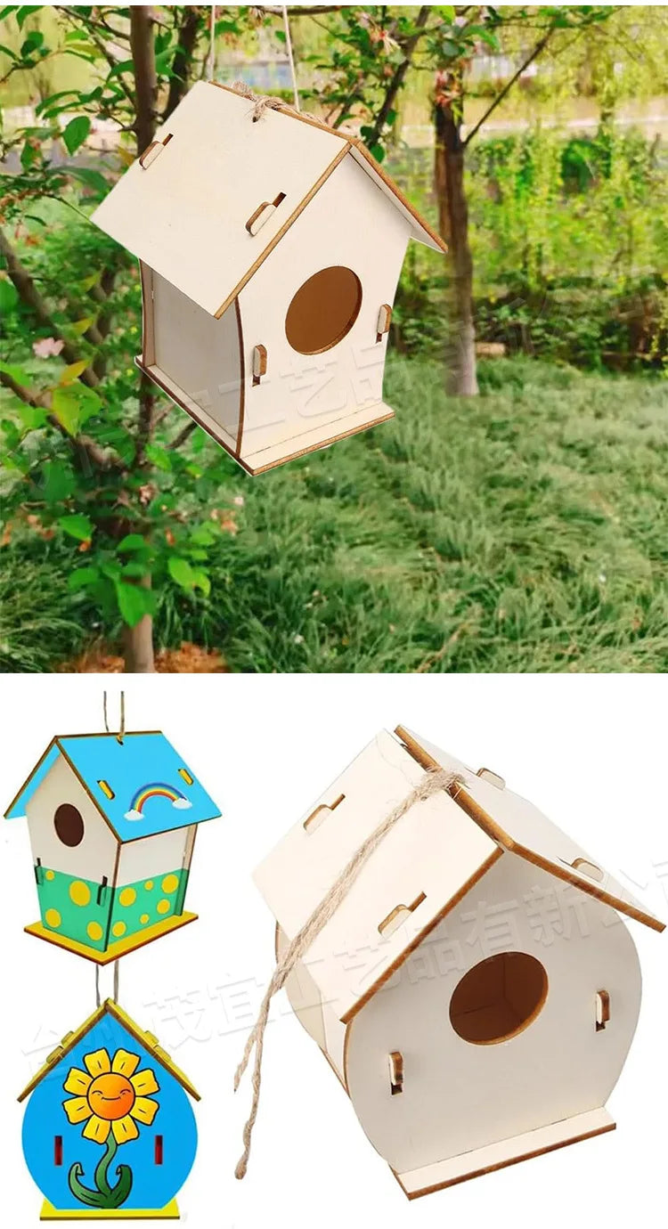 Seis tipos de casas de pájaros de madera ensambladas a mano, para pintar