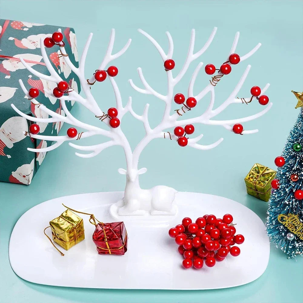 Bayas rojas para decoración de árbol de Navidad, 50/1000 piezas