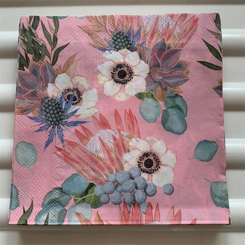 Decoupage-Servilletas de papel de flores, mariposas, 20 unidades