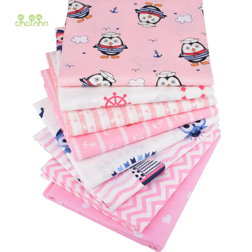 Tela de algodón de sarga estampada, Material de costura, serie Ocean, 25C21