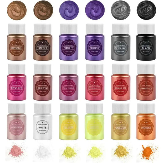 Juego de polvos de mica natural de 24 colores: pigmento de 10 g/botella para Resina Epoxi, Jabón, Velas, Joyería Artesanal