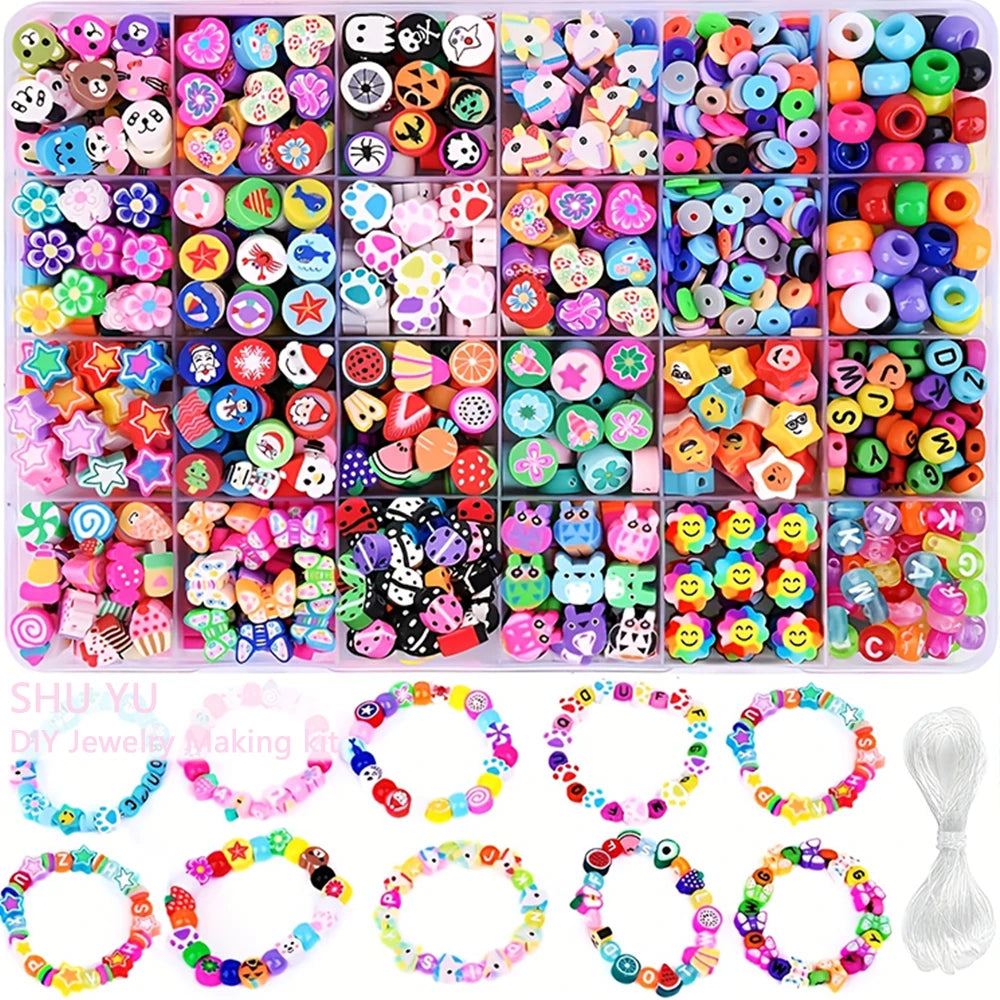 Kit de pulsera, juego de mostacillas, bandas de goma, Kit de fabricación de pulseras para pequeños artesanos