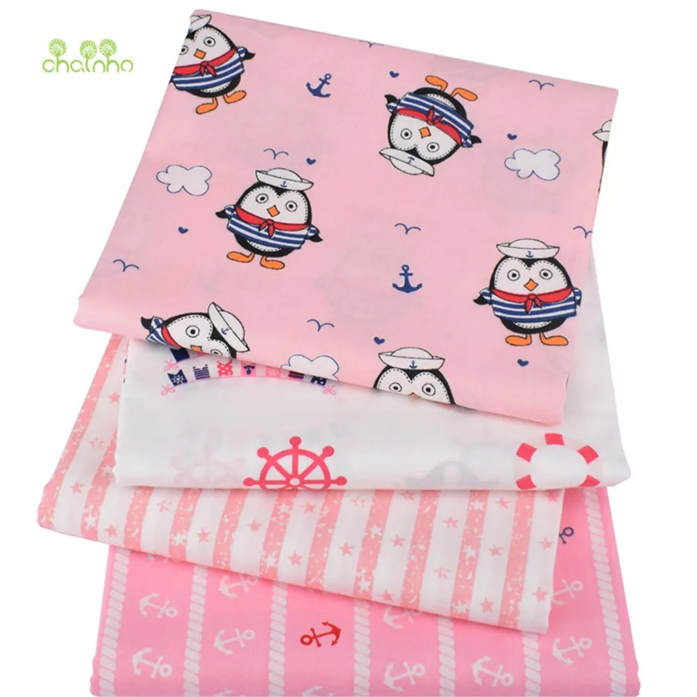 Tela de algodón de sarga estampada, Material de costura, serie Ocean, 25C21