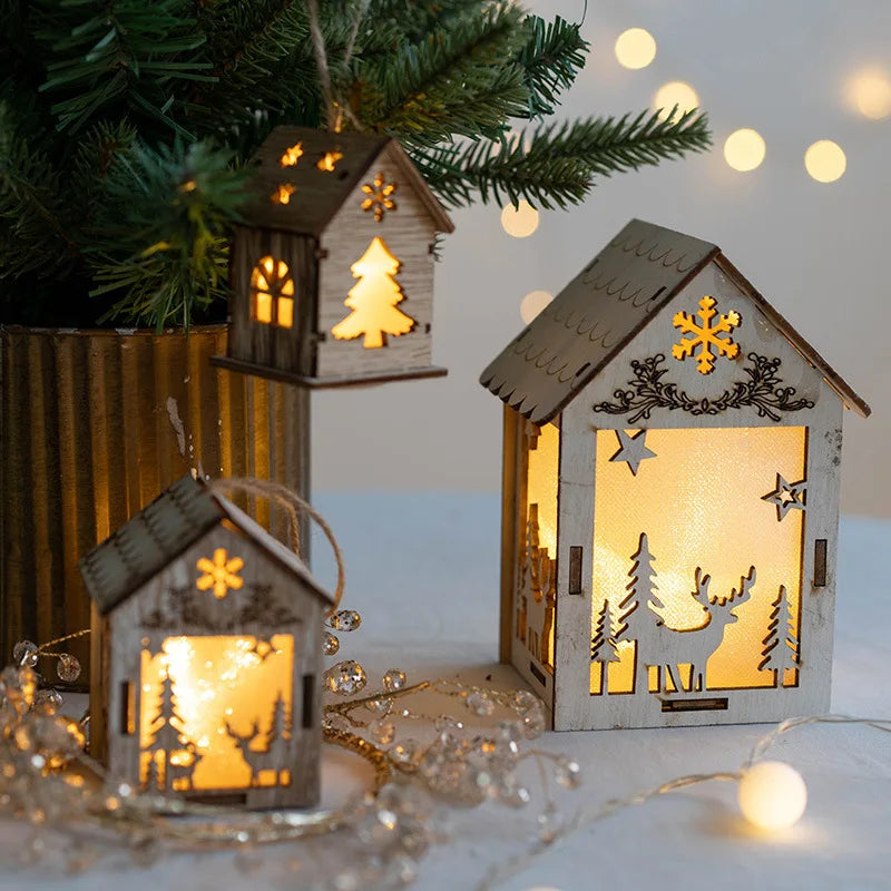 Casa de madera luminosa con Luz LED de Navidad