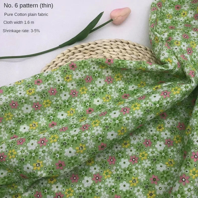 Tela estampada de algodón puro por metros, textil fino, transpirable, Verde