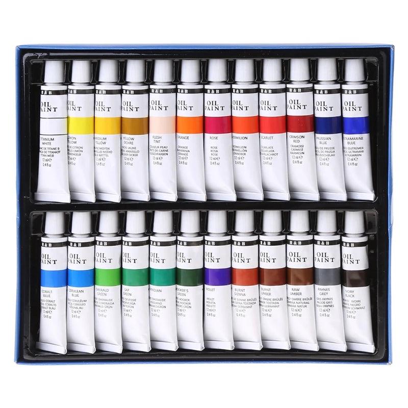 24 colores pintura al óleo profesional H&B, pigmento de tubos de 12ml suministros de arte