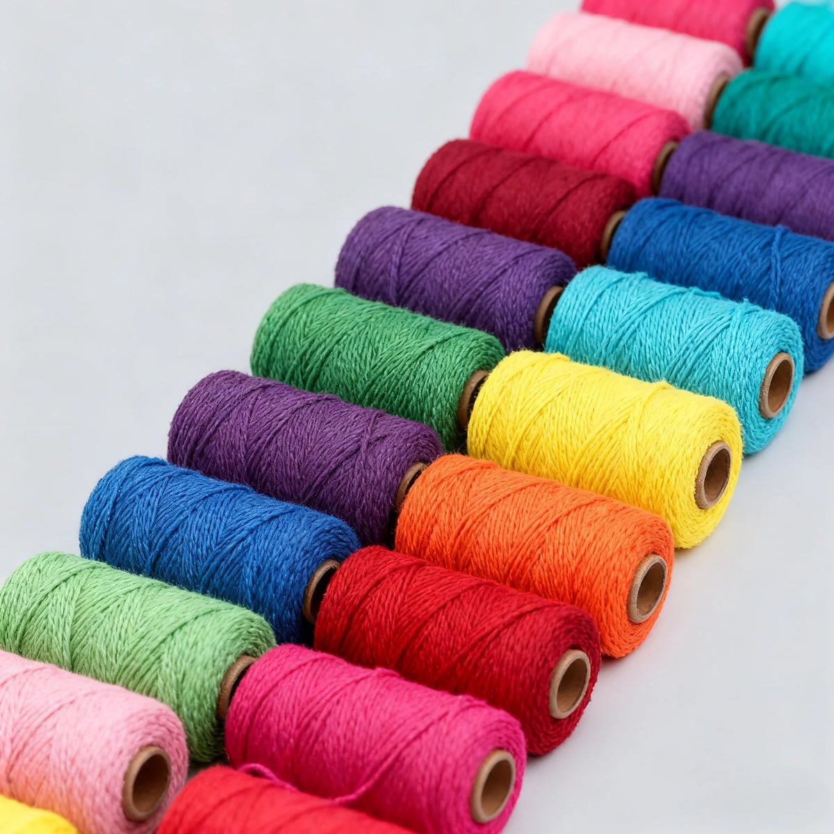 Cuerda de Algodón Puro para Macramé, de 2mm y 100M, 20 Colores