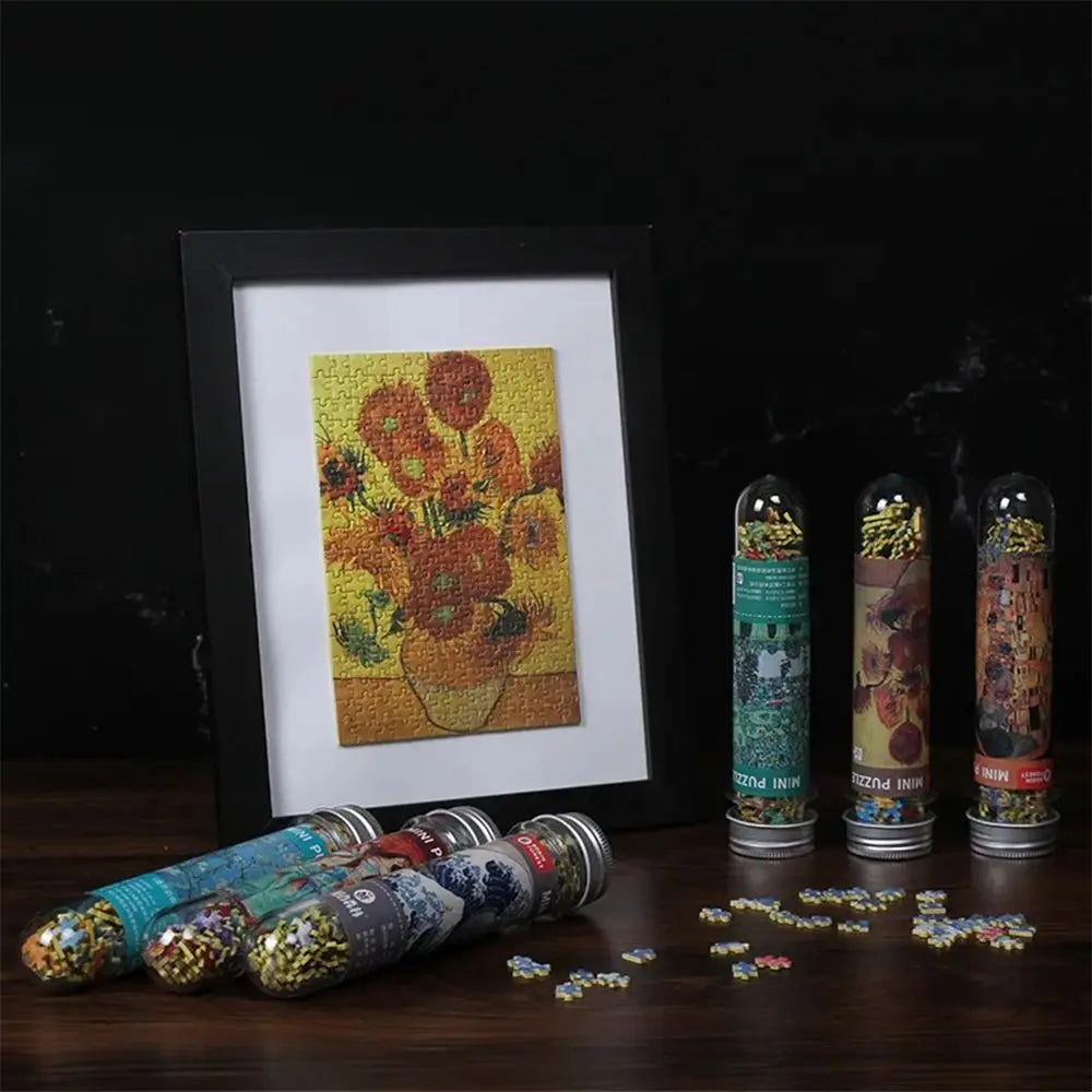 150 unids/mini rompecabezas de pinturas al óleo, en tubo de ensayo.