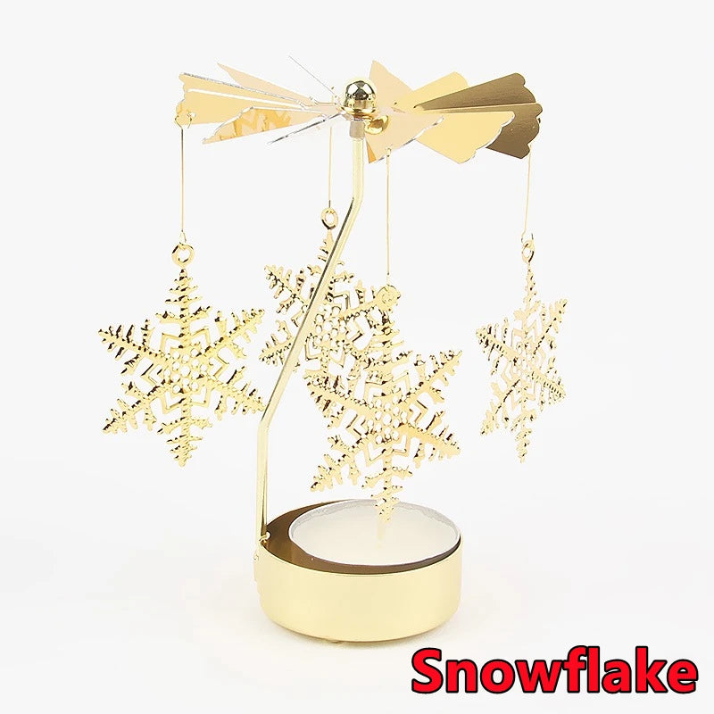 Porta velas giratorio de metal para decoración de Navidad