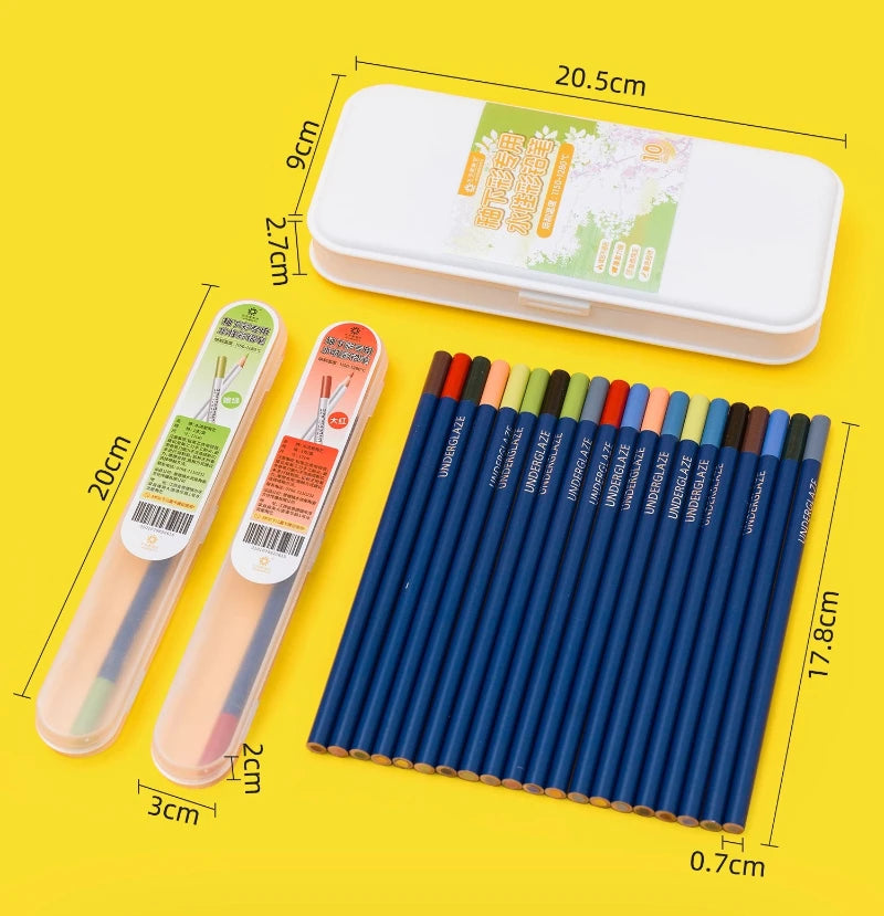 Juego de 10 lápices de colores de cerámica para arte bajo vidriado, lápiz soluble en agua.