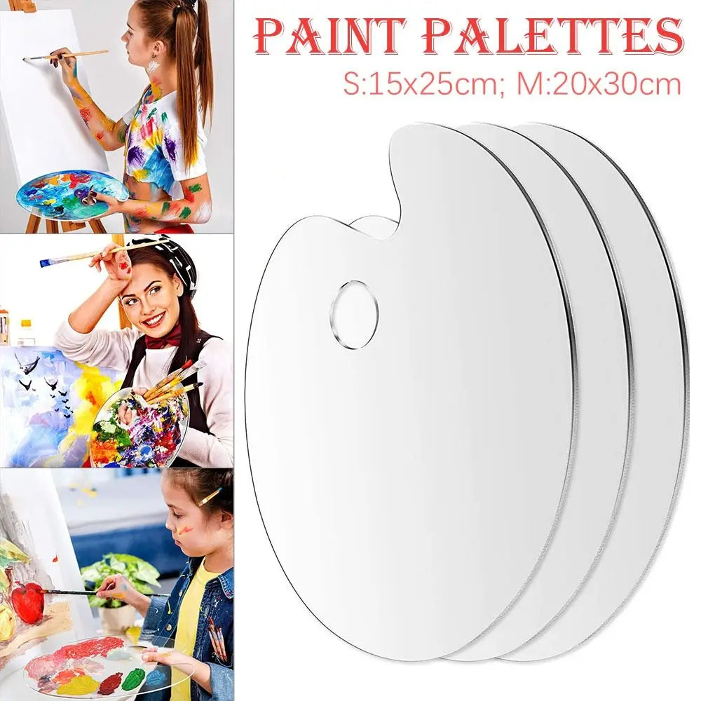 Paleta de Pintura Transparente Ovalada de Acrílico Ligero
