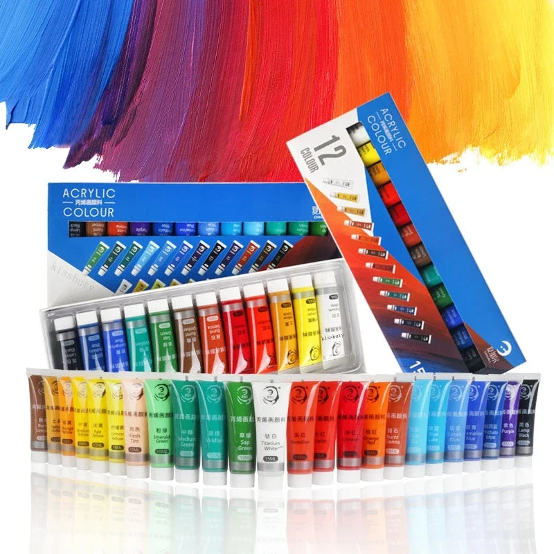 Juego de pinturas acrílicas profesionales de 12/24 colores, de 15ML