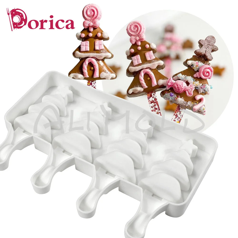 Molde de silicona para helado, herramienta reutilizable para Mousse, Chocolate, congelador, bandeja, 4 celdas