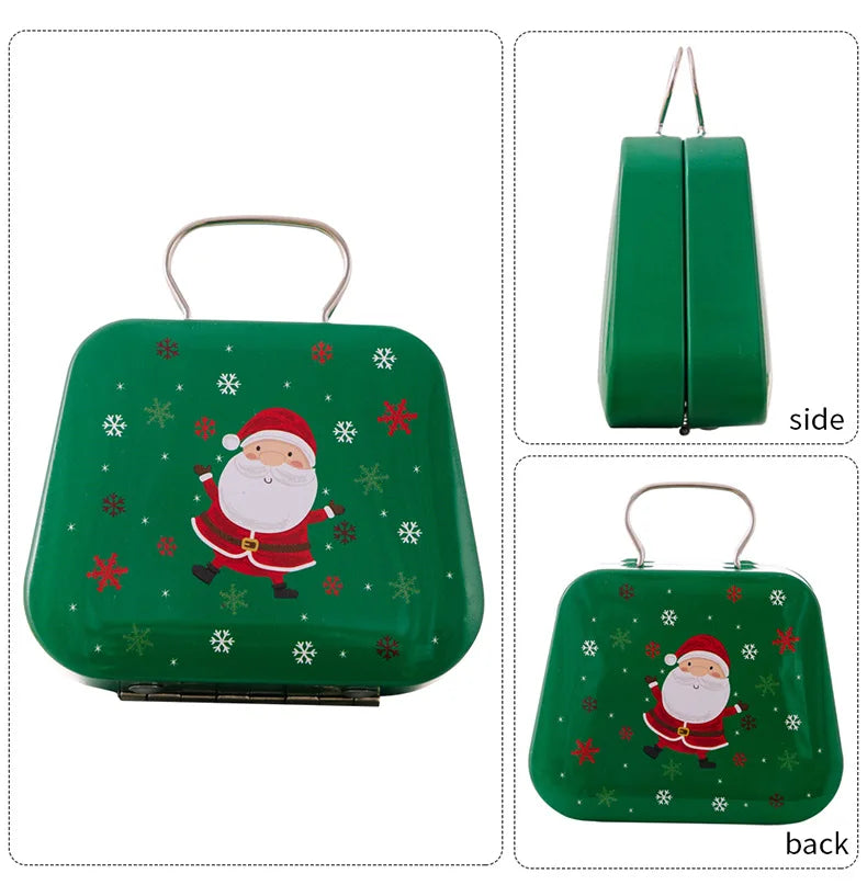 Caja de lata navideña, estilo bolso, Mini monedero, suministros de decoración navideña