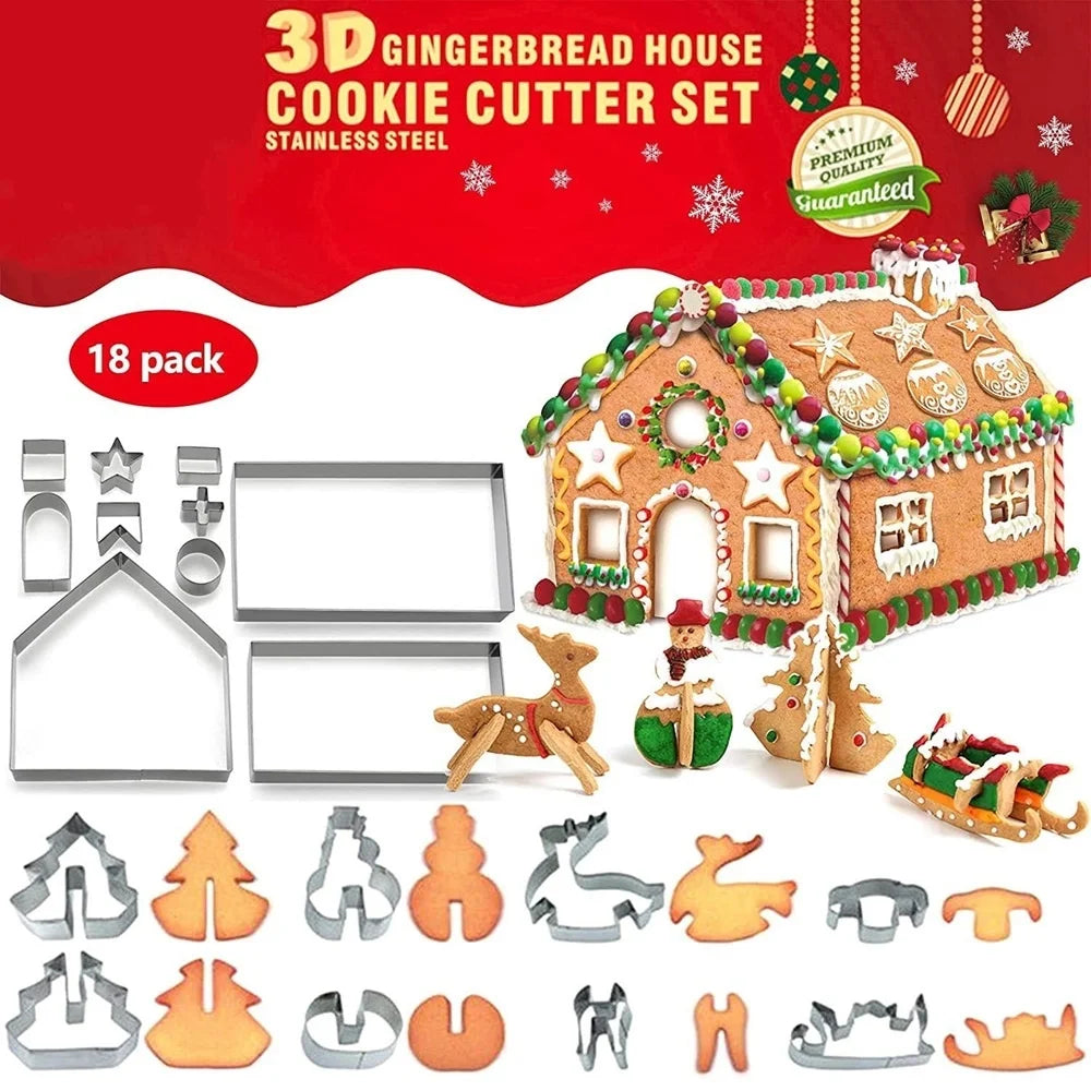 Molde de casa de Navidad, moldes para galletas de Navidad y Halloween de acero inoxidable, para hornear