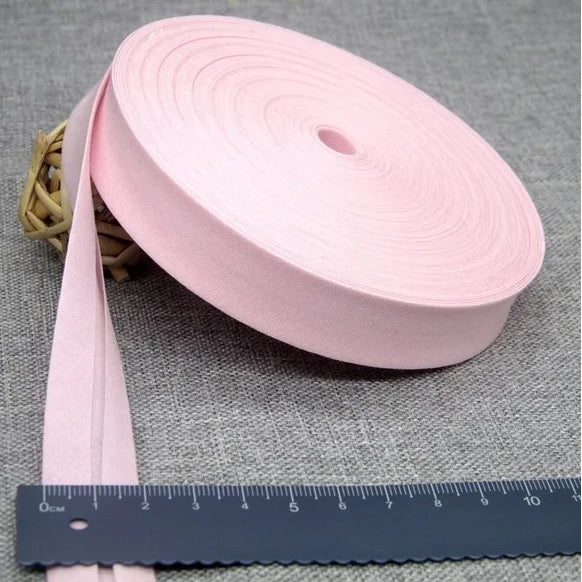 Sesgo, cinta al bies 100% de algodón, 20mm de ancho, 3/4 ",  con pliegue planchado, 5 mts