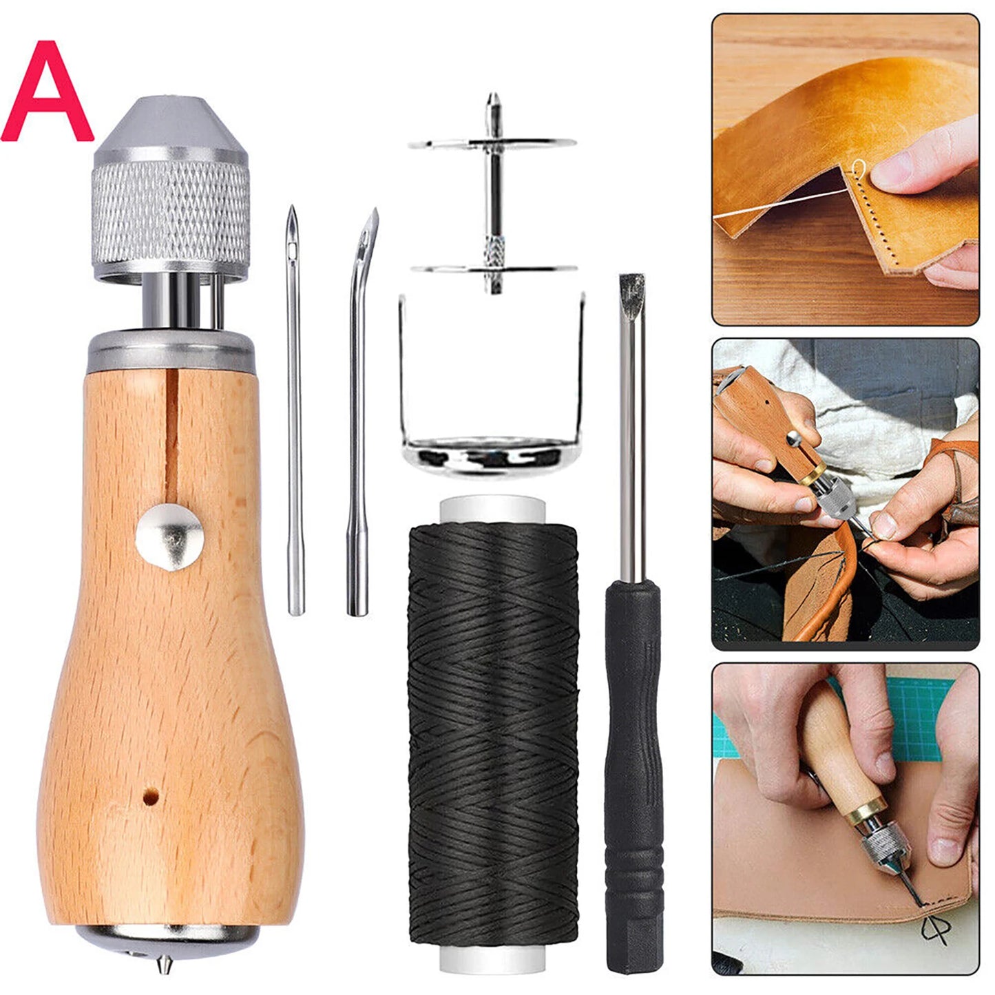 Kit de hilo de punzón de costura de cuero