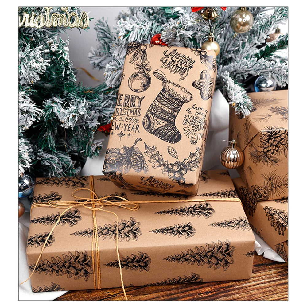 Rollo de papel de regalo, diseño de bayas de piña decoración navideña, 300*43 cm