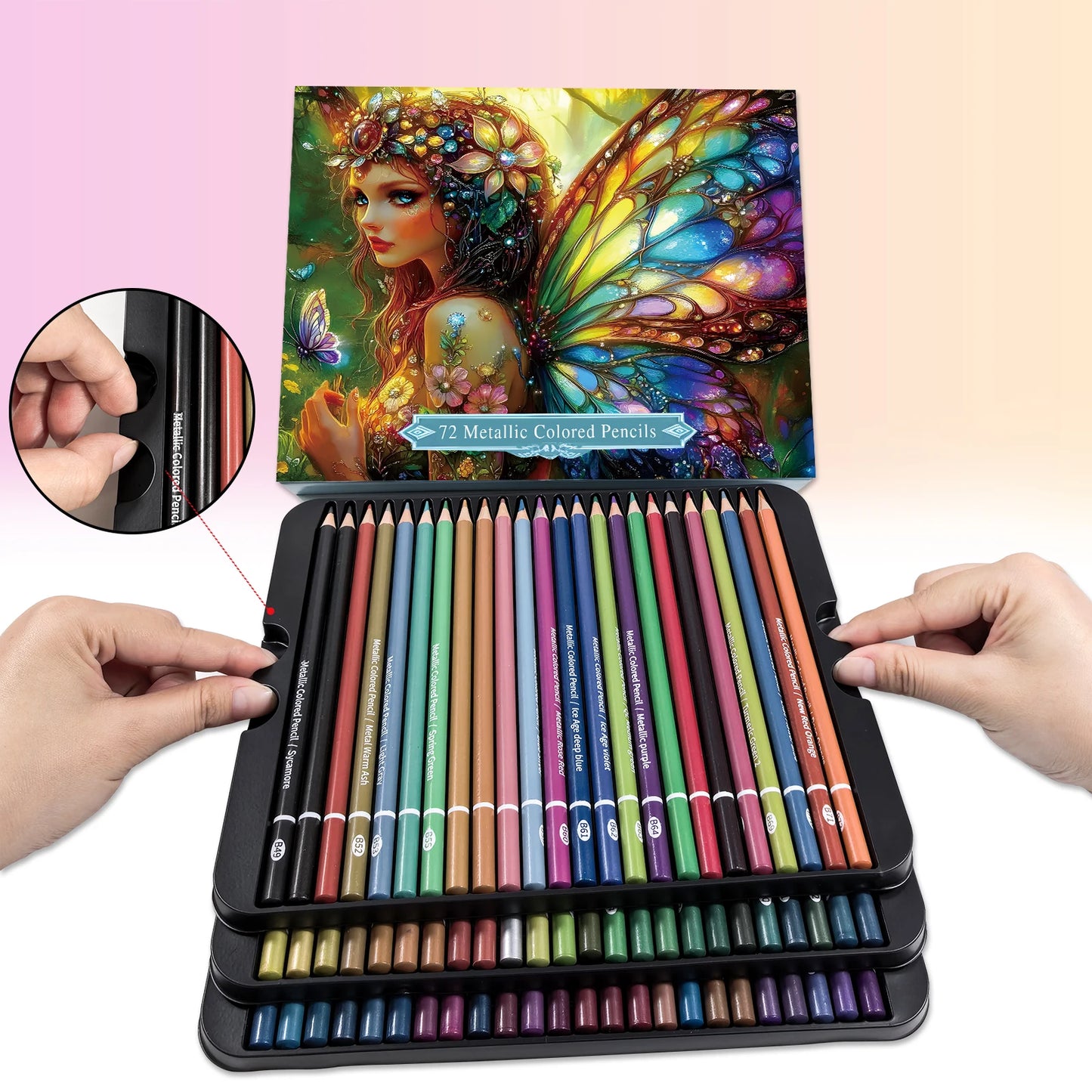 Lápices de colores metálicos de 12/24/50/72 piezas, núcleo suave con colores vibrantes