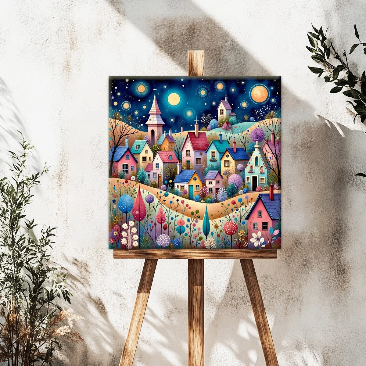 1 unidad 40X40cm/15,7X15,7 pulgadas, vista nocturna, kit de punto de cruz con estampado de 11CT/14CT