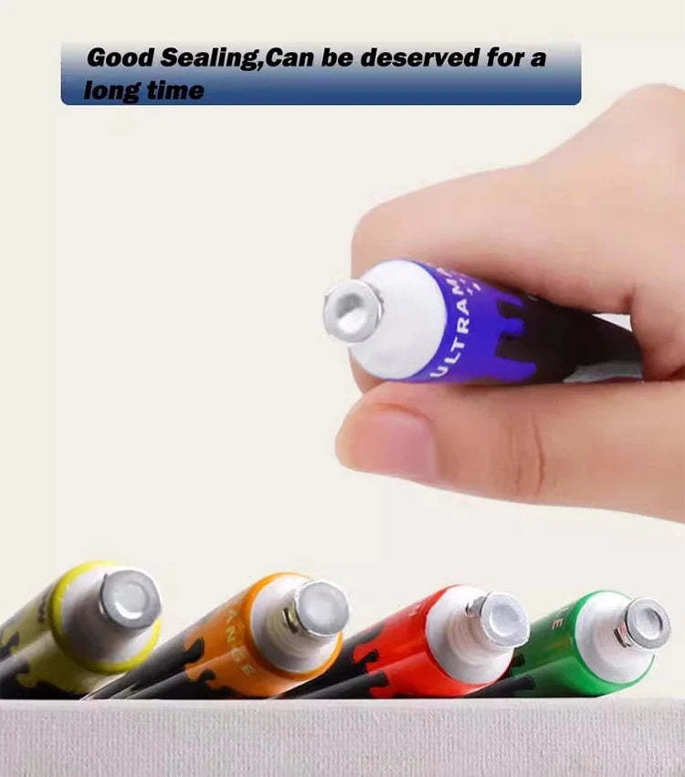 Juego de pintura acrílica metálica profesional, tubos de 12/24 colores y 12 ml.