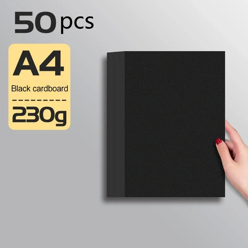 Papel de cartón negro grueso de 180/230/300gsm, papel A4/A5, 20-100 Uds., papel para bocetos de dibujo a mano