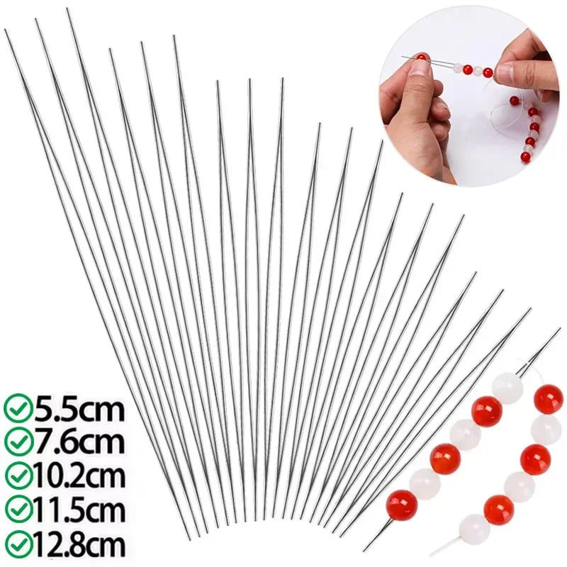 Agujas para joyería con mostacillas, herramientas de fabricación de joyas, 5/50 Uds.