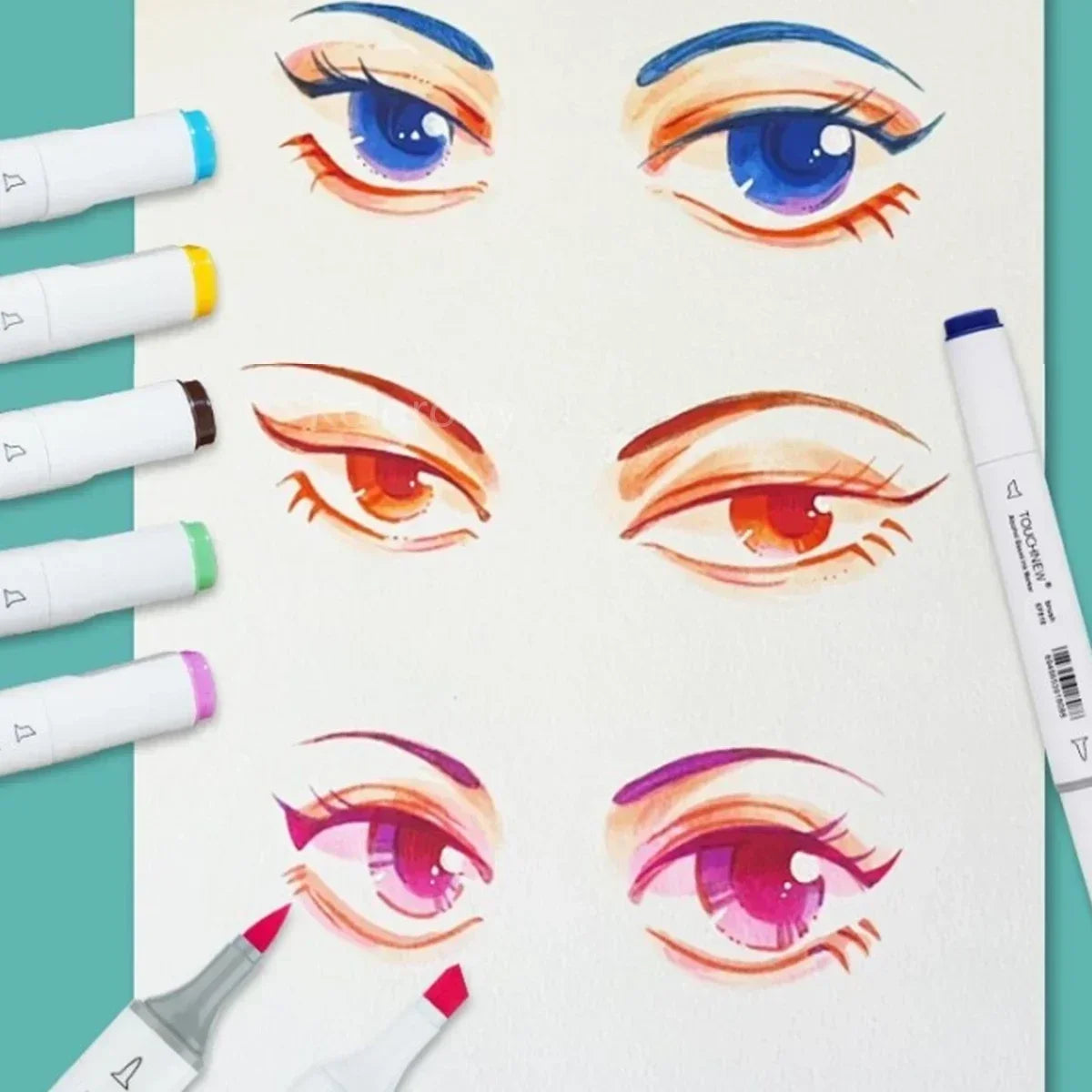 Rotuladores de doble punta suave, TOUCHNEW 30/60/80 colores con punta pincel y cincel para artistas adultos