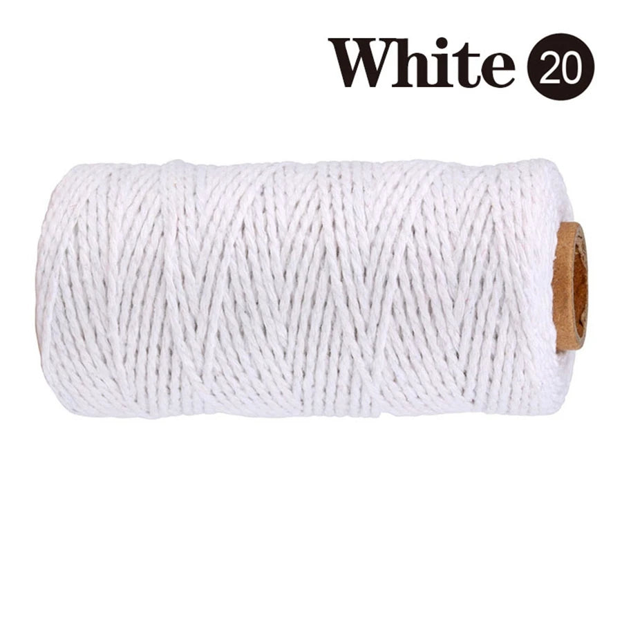 Cuerda de Algodón Puro para Macramé, de 2mm y 100M, 20 Colores