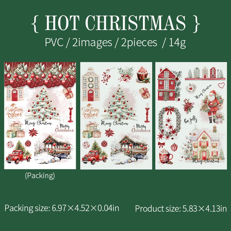 2 unids/pack stickersde pvc para Navidad, adhesivo, impermeable  y creativo
