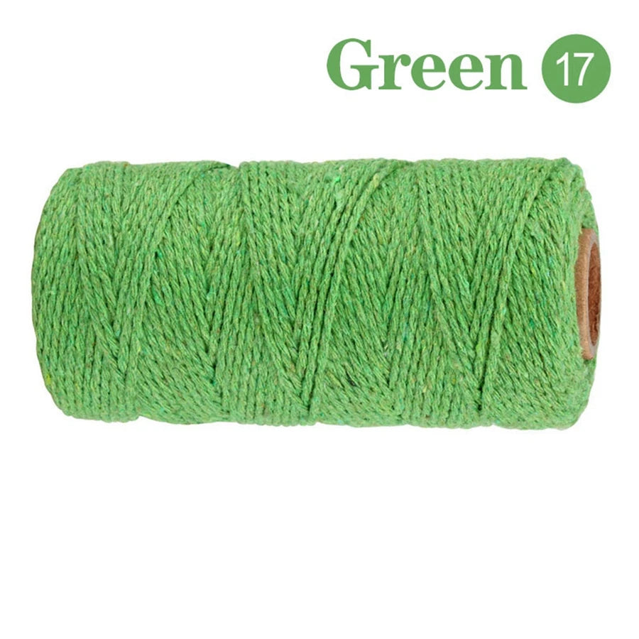 Cuerda de Algodón Puro para Macramé, de 2mm y 100M, 20 Colores