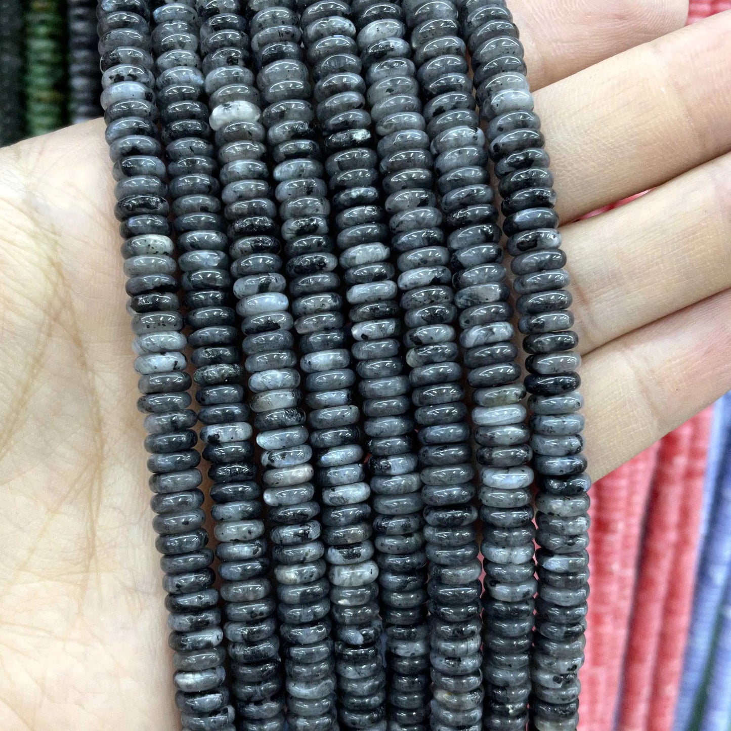 Rondelle de piedra Natural de 2x6mm, turquesas, cuarzo, jaspe, ágatas, mostacillas redondas, planas