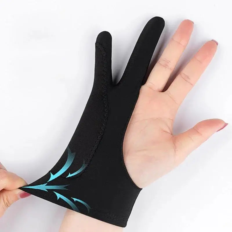 Guante de dibujo, guantes anti táctil de dos dedos, protector contra manchas, pintura