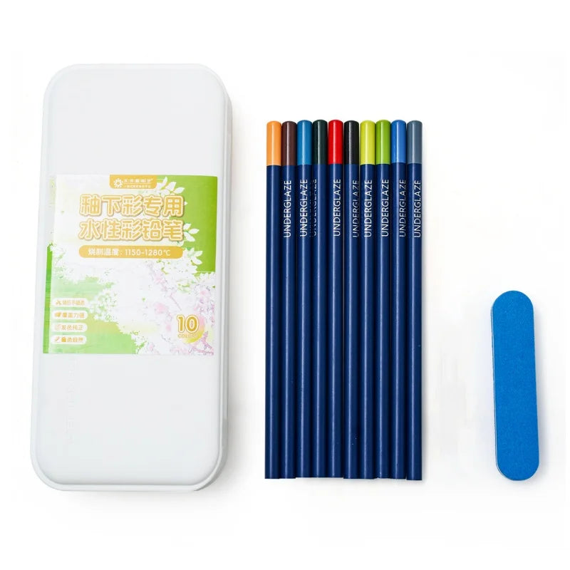 Juego de 10 lápices de colores de cerámica para arte bajo vidriado, lápiz soluble en agua.