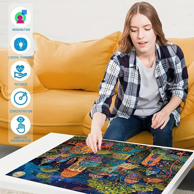 Rompecabezas de 300/500/1000 piezas, pintura de pueblo Medieval