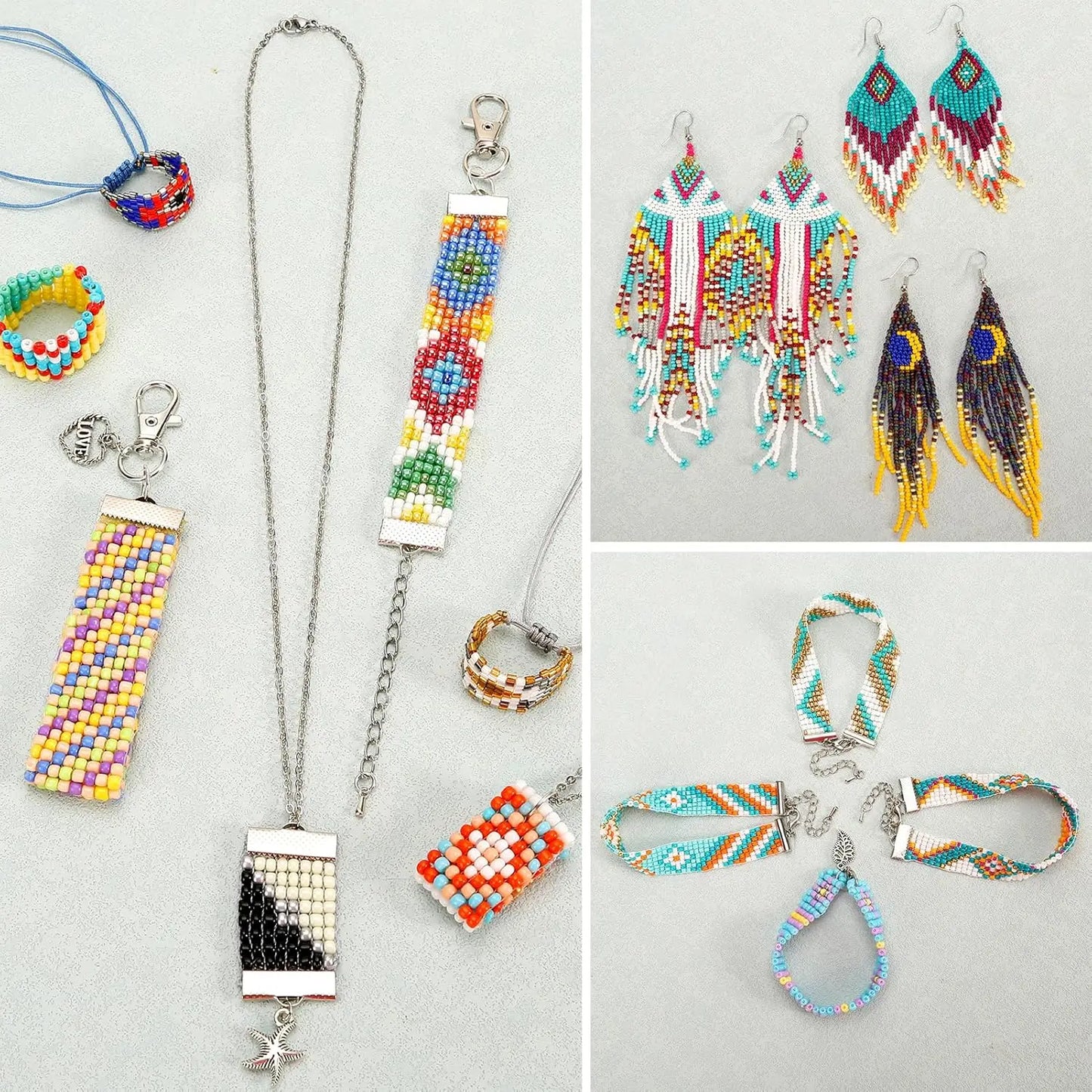 Kit de telar de mostacillas para joyería, pulseras, pendientes, collares