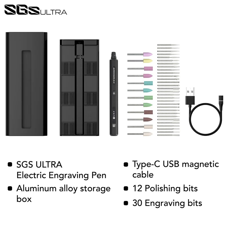 Ultra pluma de grabado ARROWMAX SGS, Mini amoladora eléctrica herramienta rotativa inalámbrica con 42 Bits para manualidades joyería madera tallada en vidrio