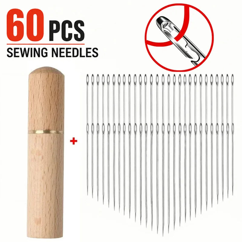 60/30 Agujas de coser de acero inoxidable con orificio grande para enhebrar