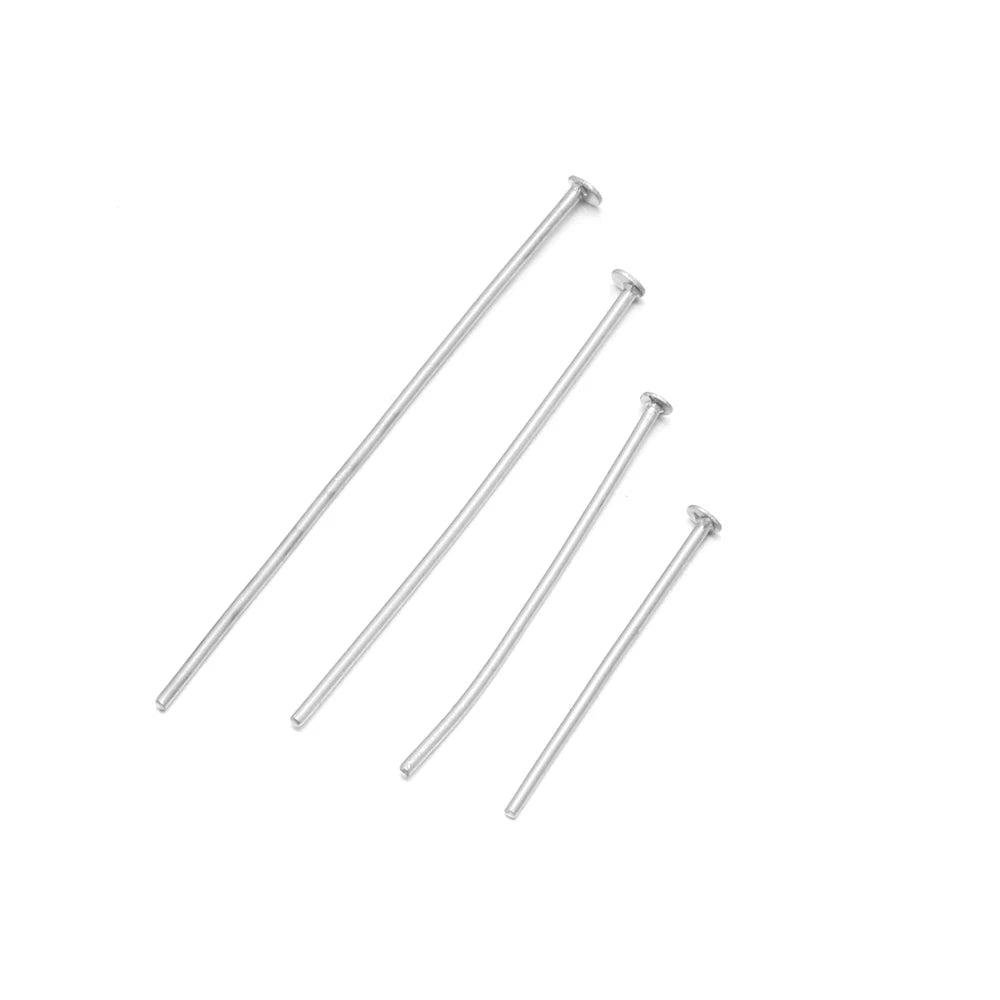 100/50 Uds. Cabezas de acero inoxidable, de cabeza plana, de bola de Color dorado para accesorios de joyería