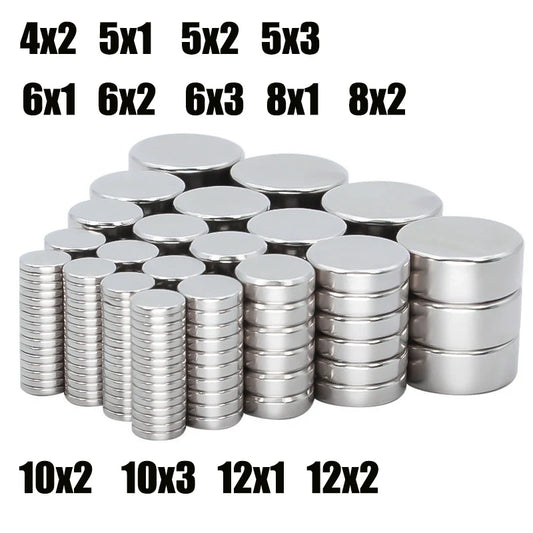 Imanes de Neodimio NdFeB Redondos, Súper Potentes, Fuertes y Permanentes, 4x2, 5x2, 5x3, 6x2, 6x3, 8x2, 10x1, 10x2, 12x2