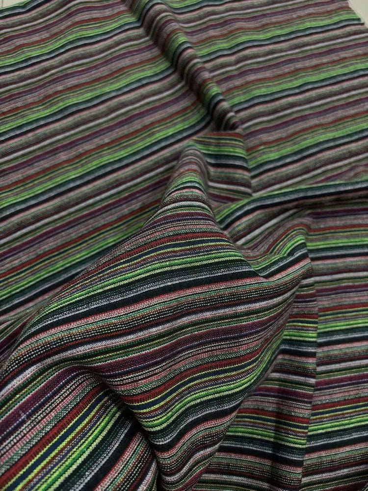 Tela de algodón orgánico 100% natural, colorida y a rayas, por metro