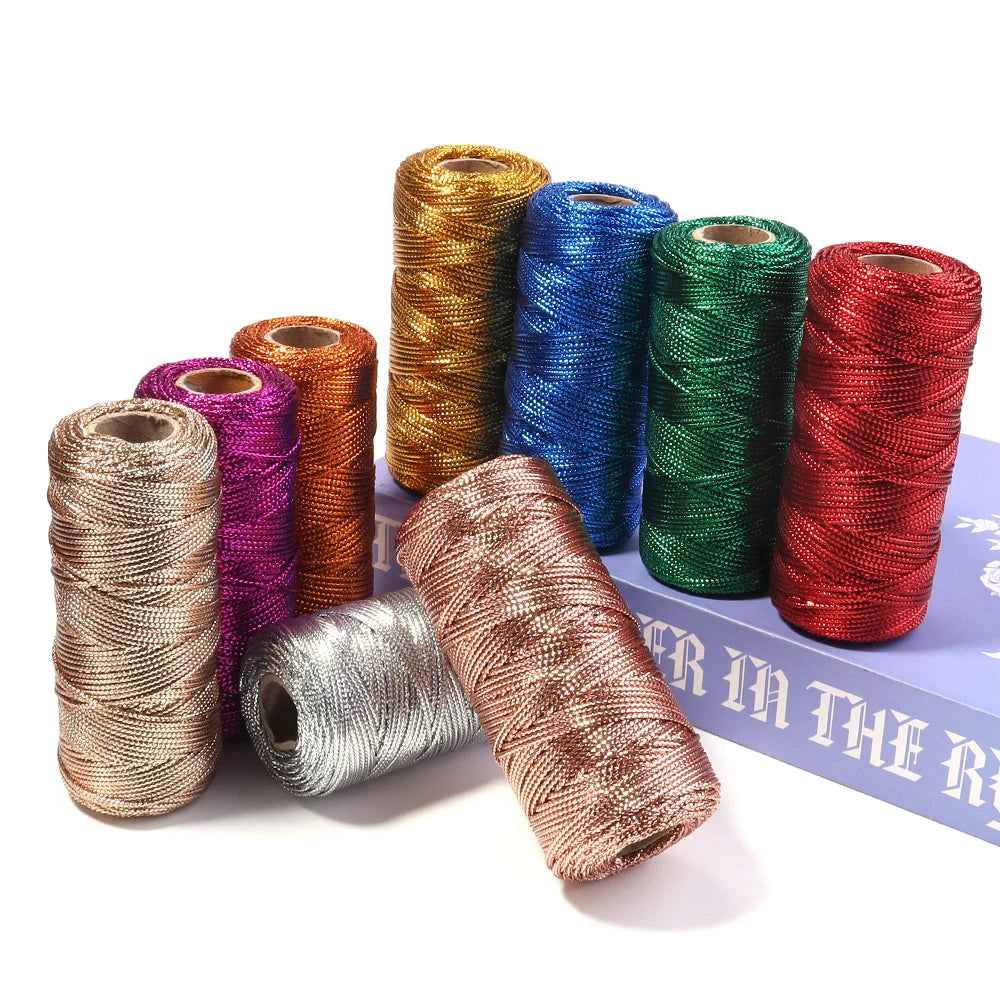 Cuerda de 1,5mm y 100m, cordón dorado y plateado para embalaje de regalo, cordón para macramé