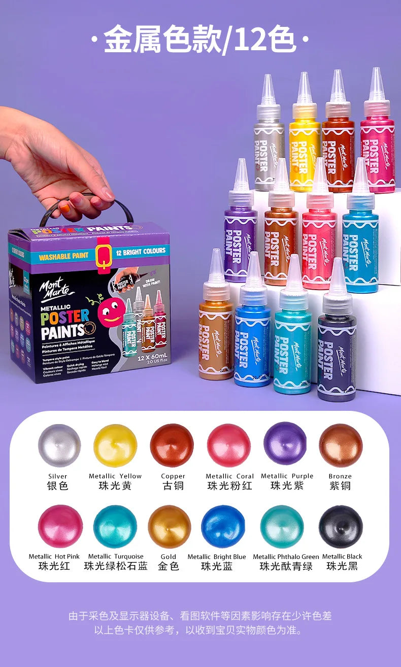 Juego de pintura con dedos para niños, Set de 6/12 colores de 60ml, pintura Gouache lavable